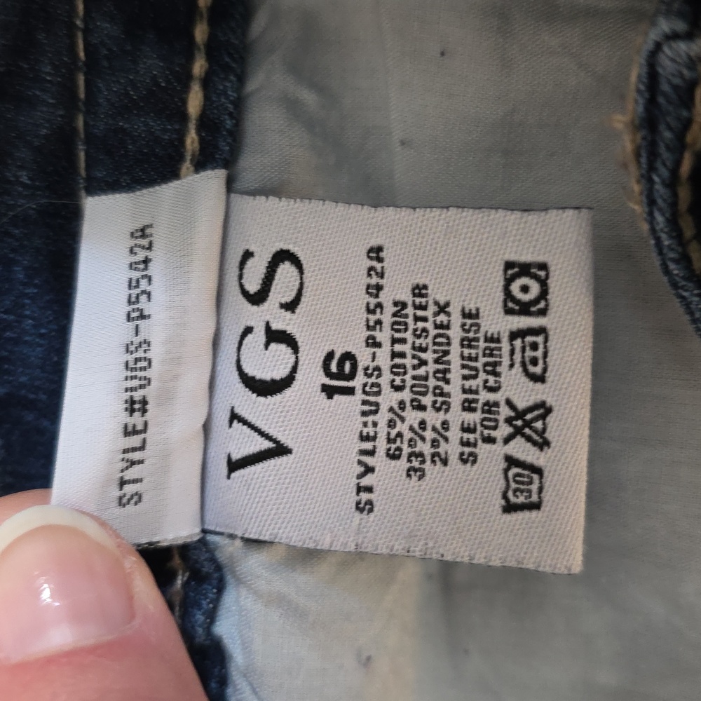 VGS Roll Up Skinny Jean with Tan Decorative Stitching Size 16 - Picture 5 of 10